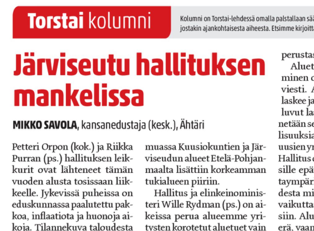Järviseutu hallituksen mankelissa  